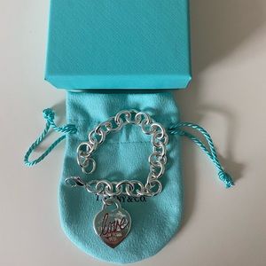 SS red love charm bracelet in size S